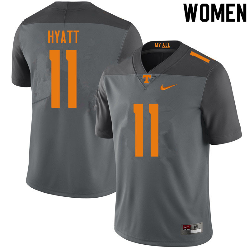 Women #11 Jalin Hyatt Tennessee Volunteers College Football Jerseys Sale-Gray